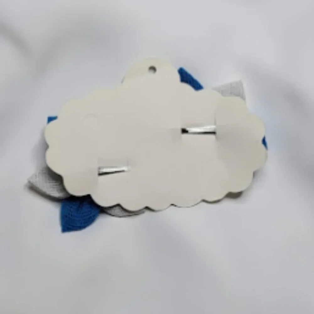 Girls Handmade 2pc Set Of Blue/White Floral Hair Clip- Brand New